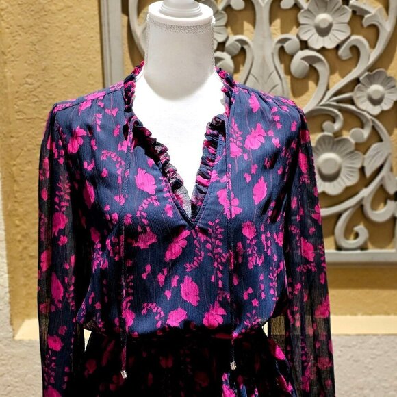 Tommy Hilfiger S 8 Margo Floral Chiffon Romantic Midi Silhouette Elegant Coastal - Picture 5 of 13